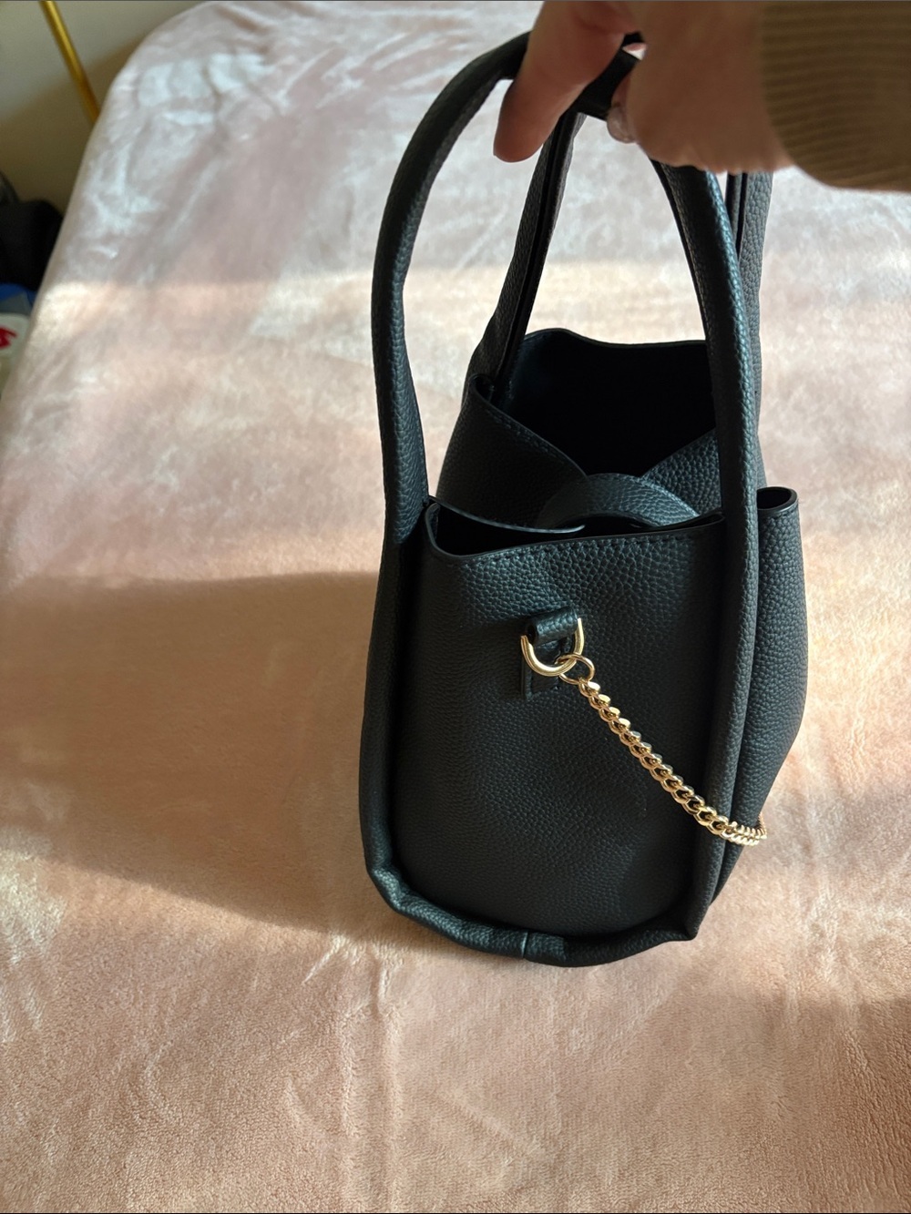 a new day Black Mini Tote with Gold Chain Accent - Picture 4 of 6